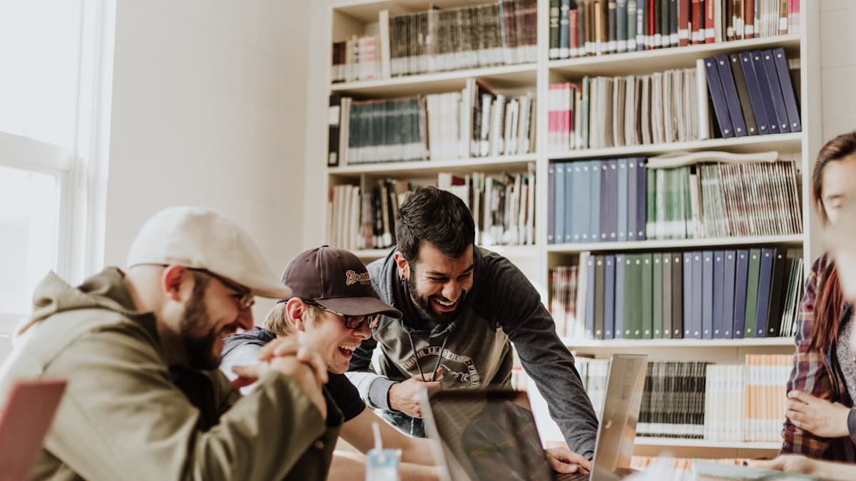 International students studying together on a university campus